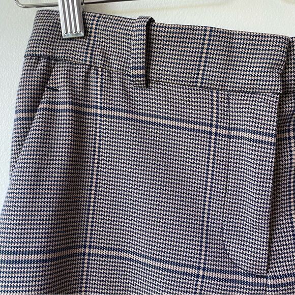 H&M navy/tan plaid patterned high rise work pants size 6 - Picture 3 of 7